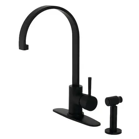 Brass single-handle kitchen faucet with matching side sprayer