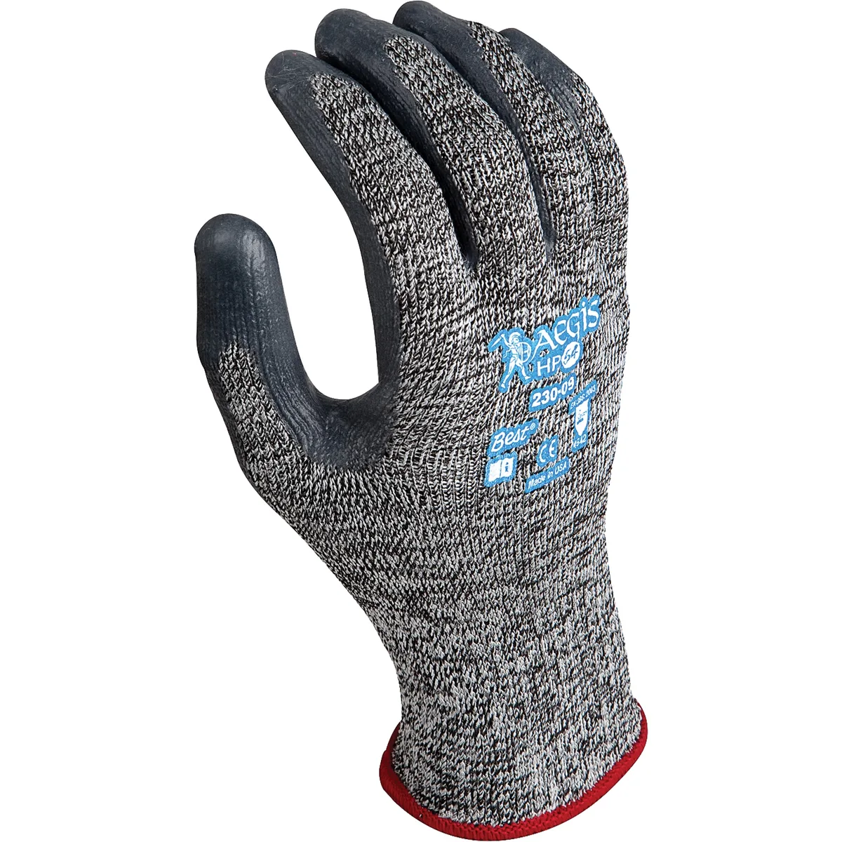 Salt-and-pepper coated cut-resistant gloves, ambidextrous pair