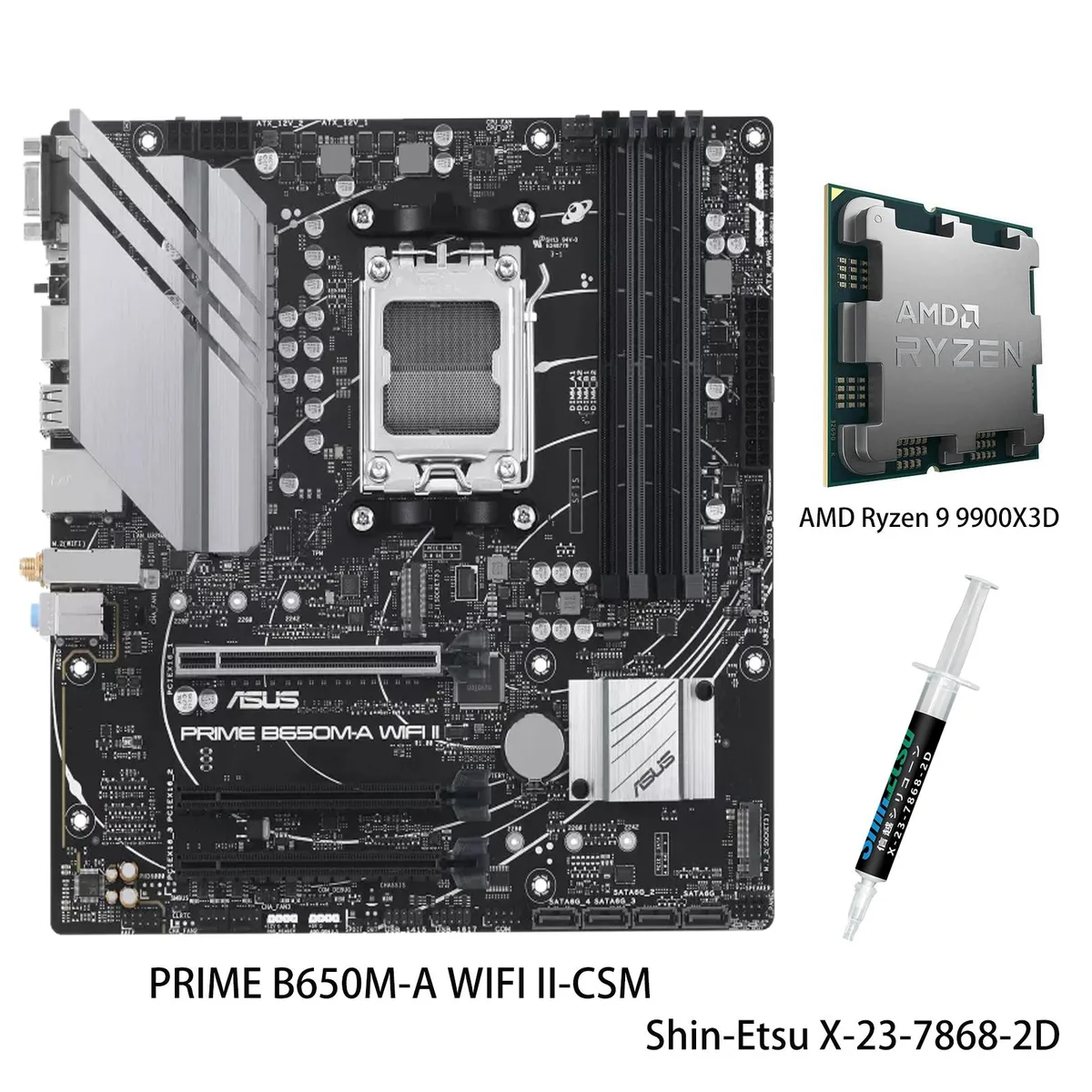 ASUS ASUS PRIME B650M-A WIFI II-CSM AMD motherboard &amp; Ryzen 9 9900X3D CPU combo — product photo