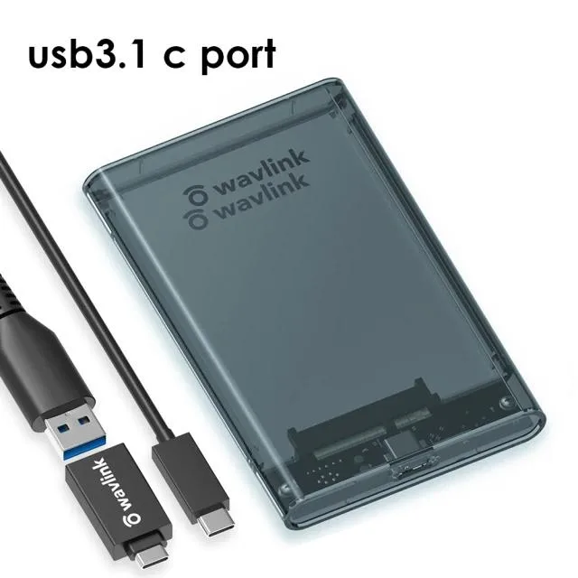 Hetai Tech Hetai Tech 2.5" SATA 3.0 USB-C Enclosure Transparent — product photo