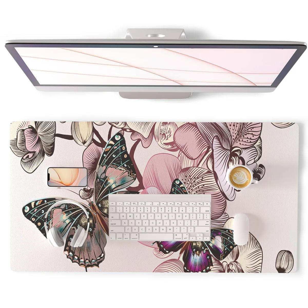 KEHIPI KEHIPI DP-2992-PDP Mouse Pad 31.5" x 15.7" Floral Butterflies — product photo