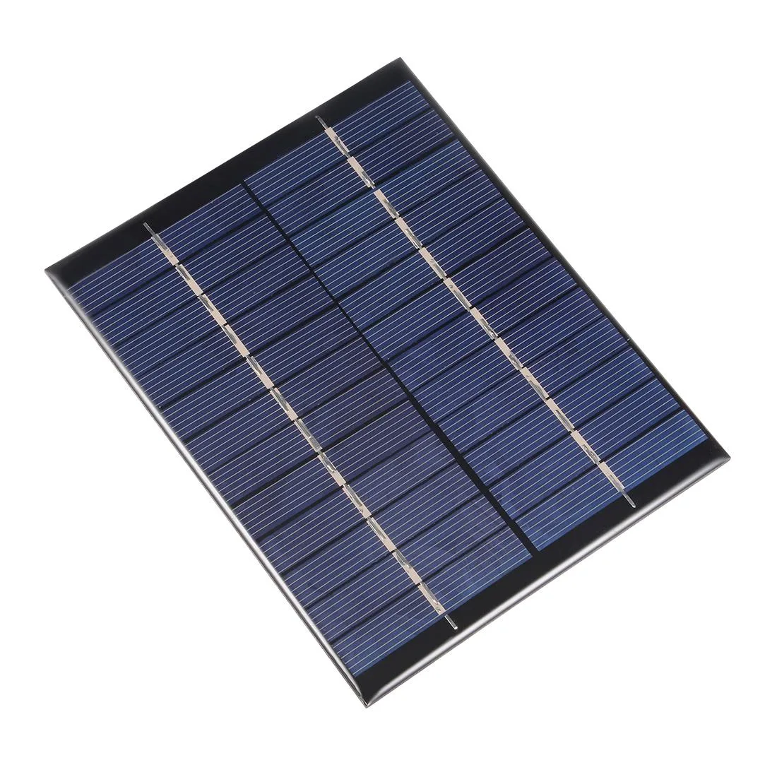 Small rectangular black and green polysilicon solar panel 136 by 110 mm