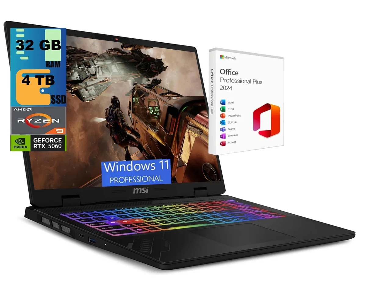 MSI MSI Crosshair A16 gaming laptop 16 QHD+ 240Hz Ryzen 9 8940HX RTX 5060 32GB 4TB — product photo