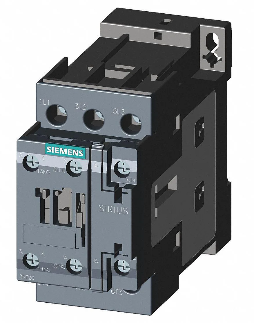 Compact grey IEC contactor, DIN-rail mount, screw terminals, 24V DC coil