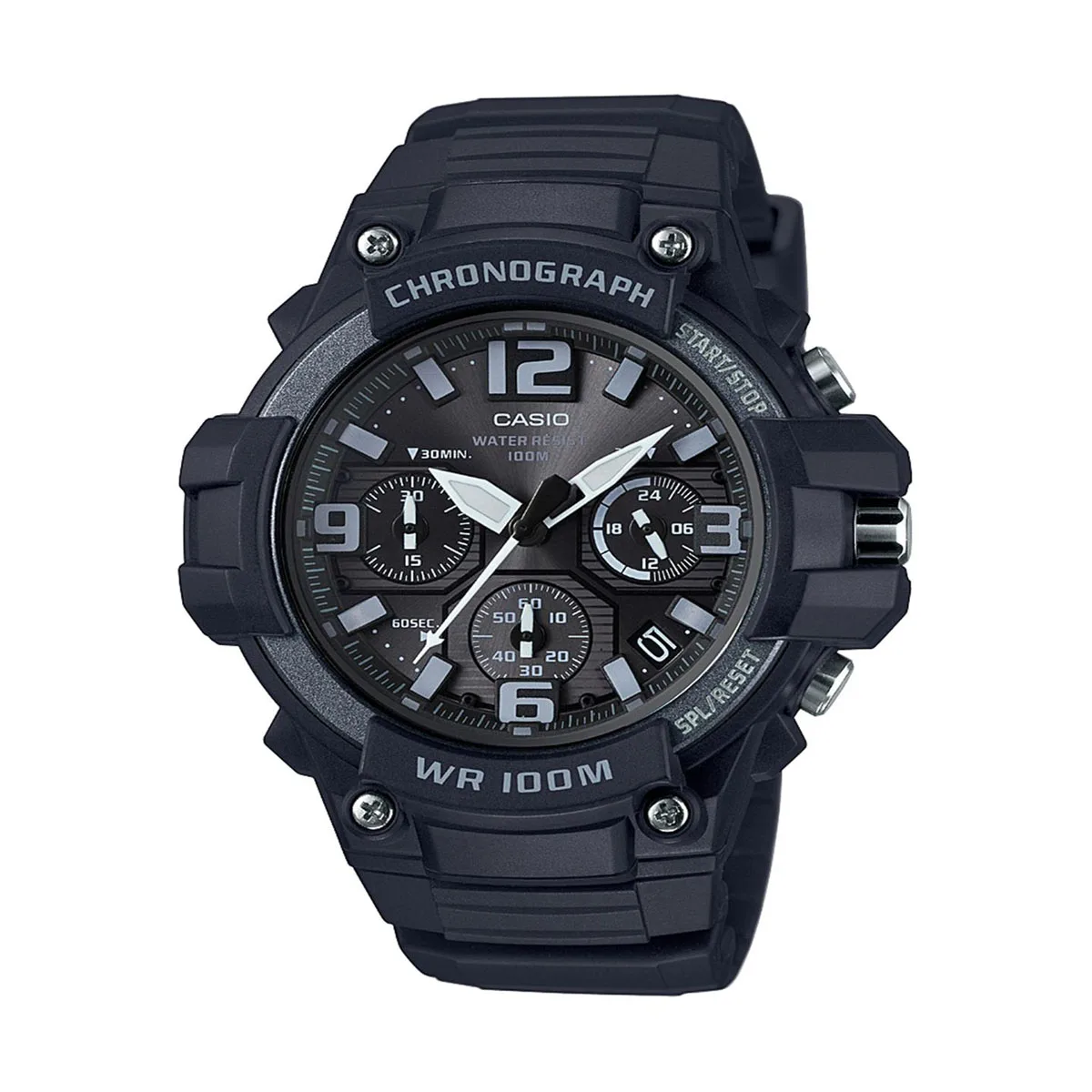 CASIO CASIO MCW100H-1A3V watch 49mm 100m black resin chronograph — product photo