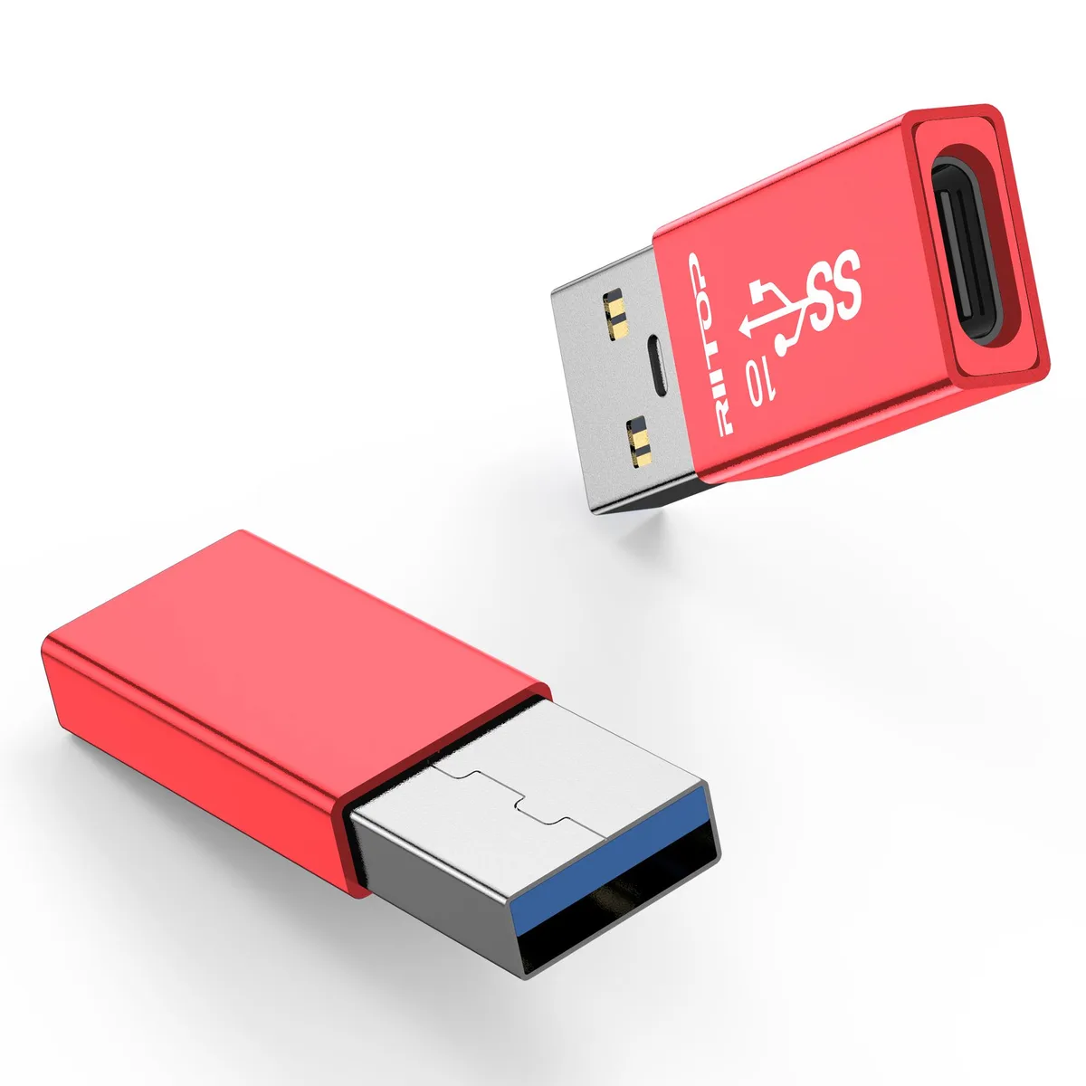 RIITOP RIITOP USB C to USB A Adapter 2-Pack Red 10Gbps — product photo