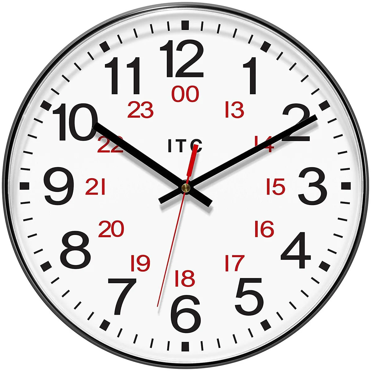 Infinity Instruments Infinity Instruments 90/1224-1 12/24 Hour Wall Clock 12 Inch White — product photo