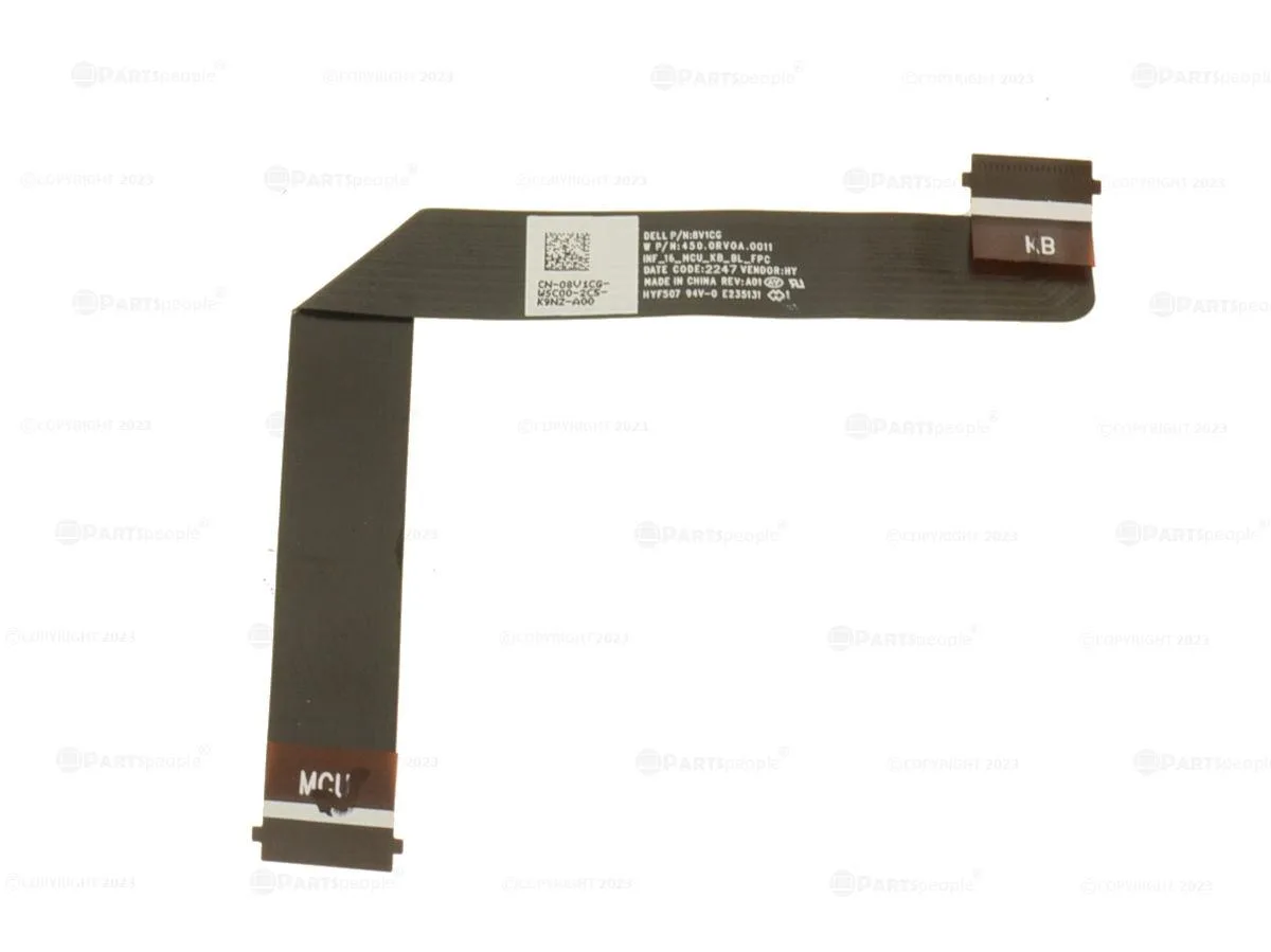 Flat orange ribbon cable with printed circuitry and connector ends