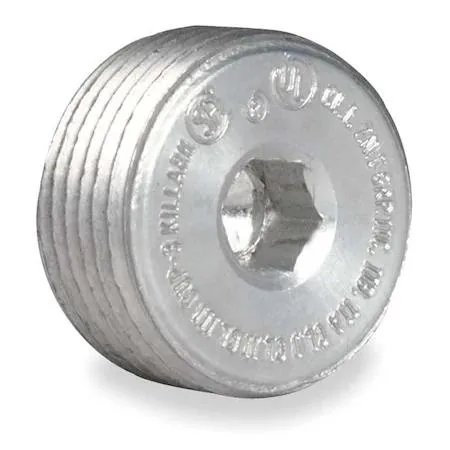 Gray PVC-coated threaded conduit plug with copper finish, 1/2 inch male threads, compact cylindrical shape