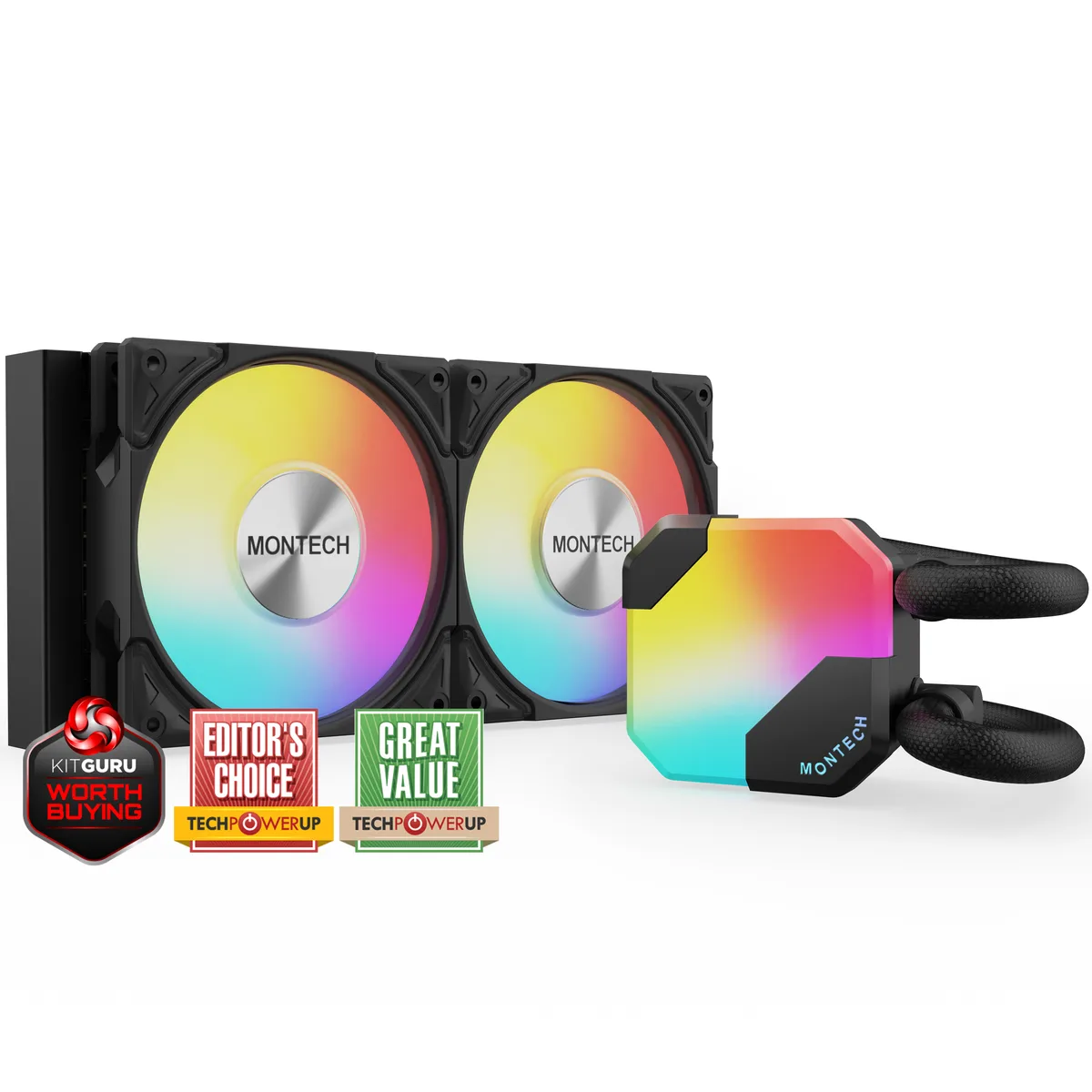 Montech Montech HyperFlow ARGB 240 liquid cooler 240 mm 27 mm radiator 120 mm fans 2100 RPM pump 3100 RPM — product photo