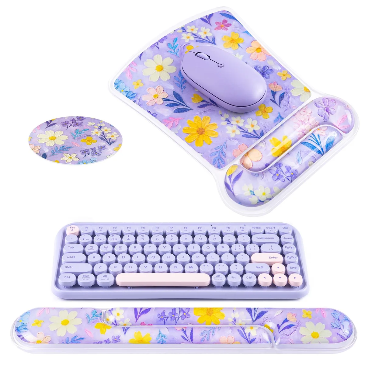  Keychron Gel Wrist Rest Set Purple Floral OPC08102C01365OFAP — product photo