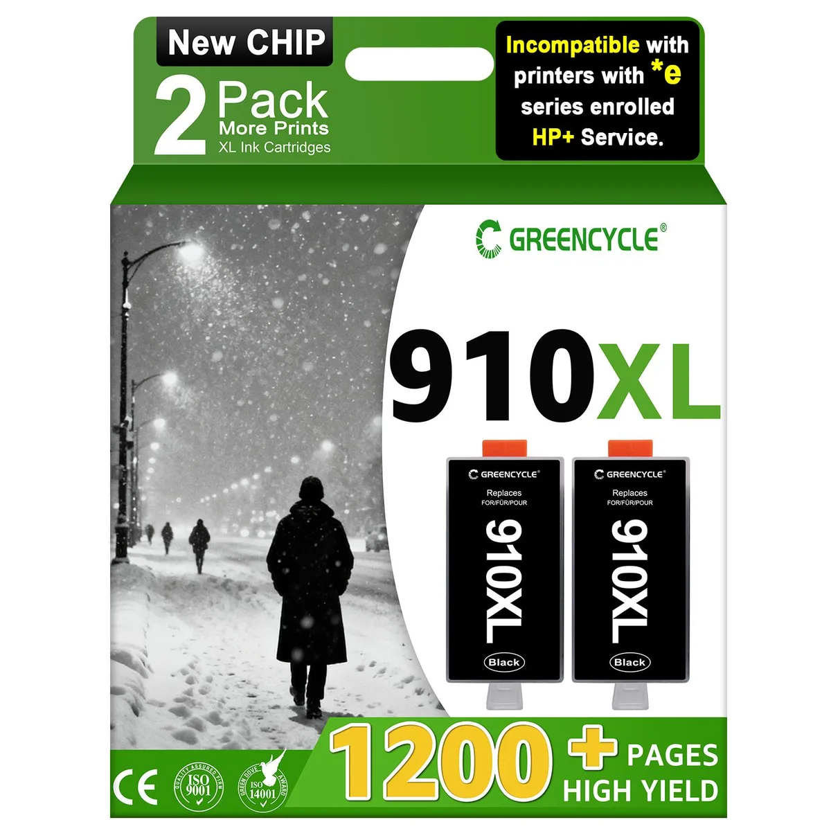 GREENCYCLE GREENCYCLE 910XL Black Ink Cartridge 2 Pack — product photo