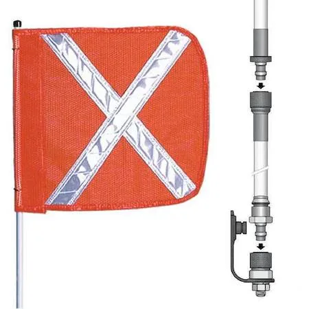 Checker Distributors Checker Distributors Warning Whip 12 ft Orange Flag White Whip — product photo
