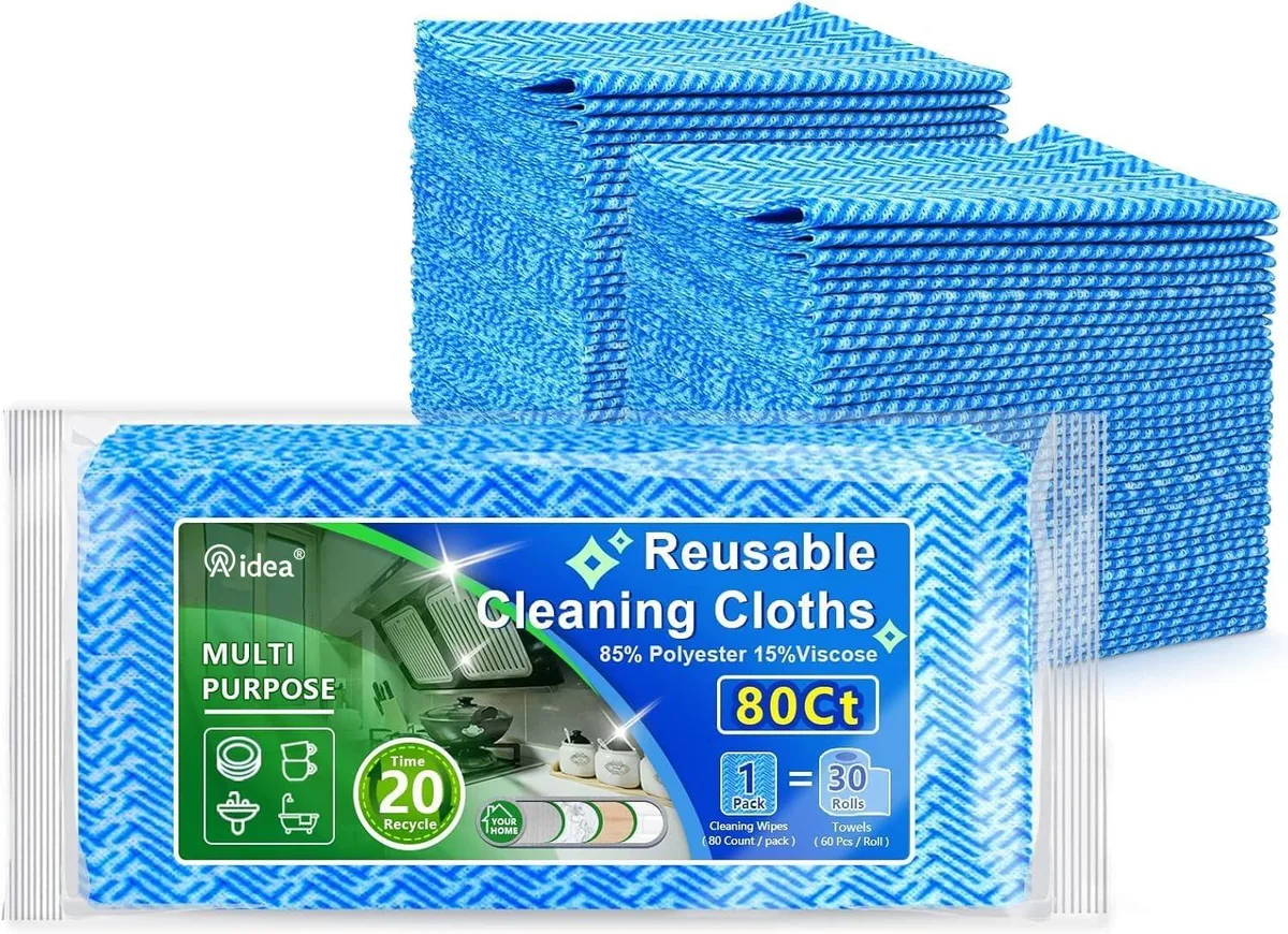 Pack of 80 white reusable cloths 12 by 24 inches
