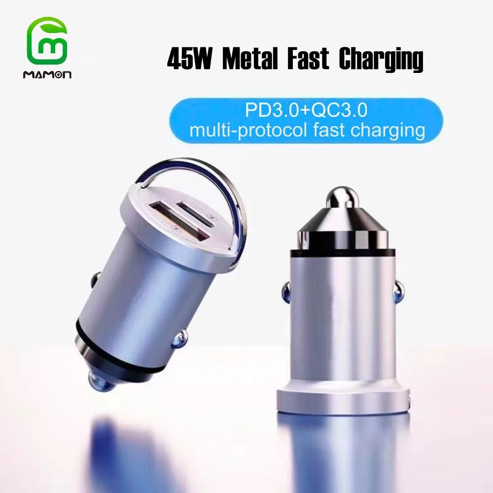 MAMONCARE MAMONCARE USB C Car Charger 45W Silver car electronics accessory — product photo