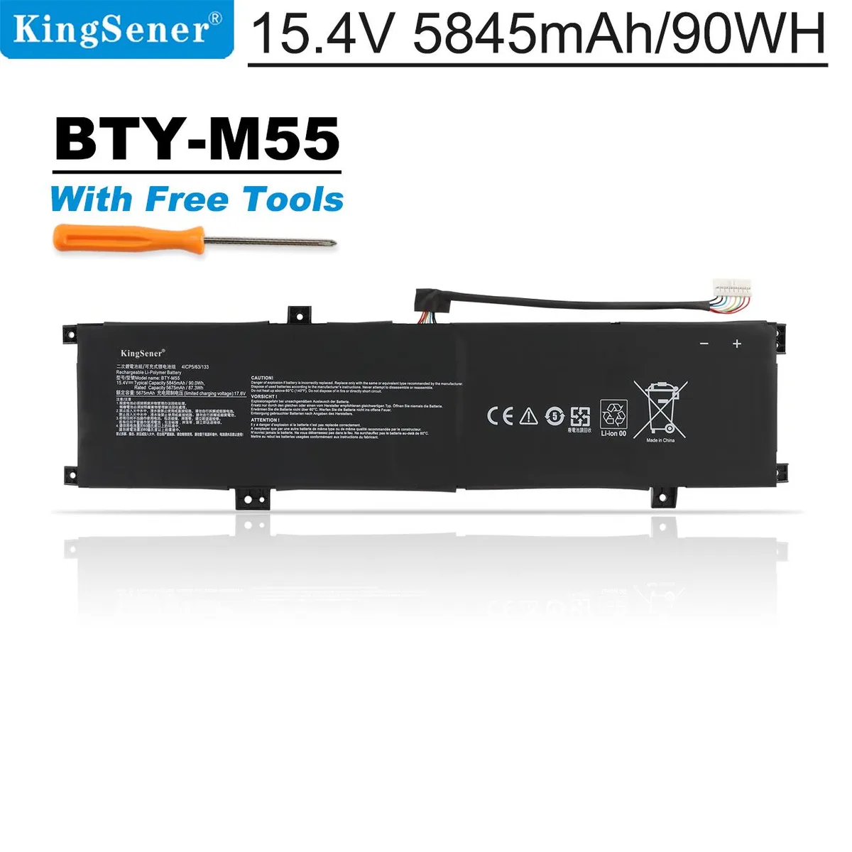 KingSener KingSener BTY-M55 90Wh 15.4V 5845mAh laptop battery — product photo