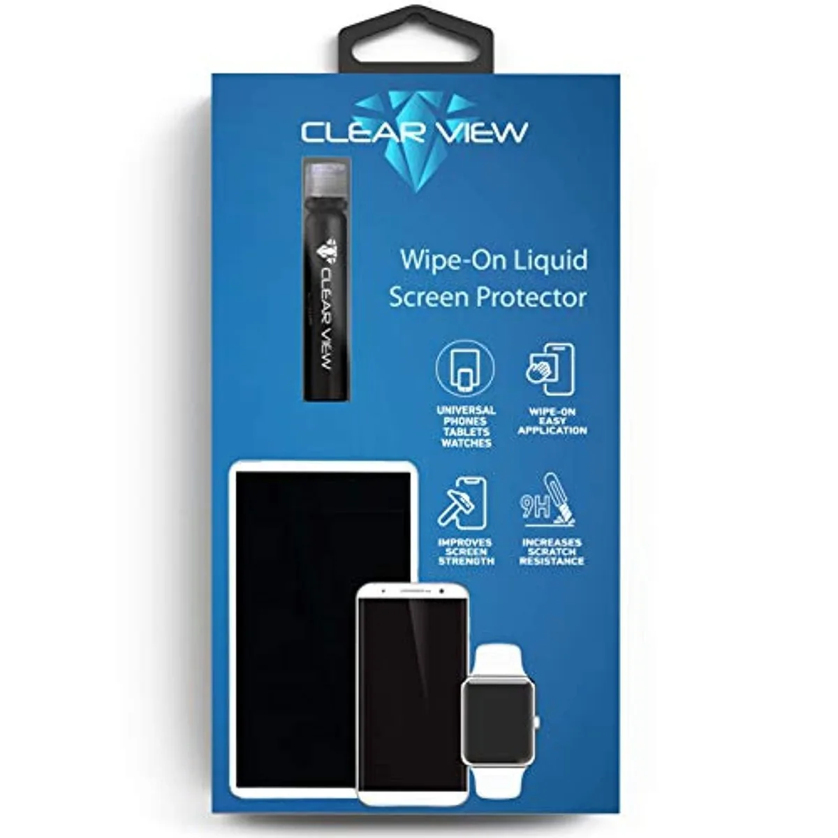 A small clear liquid bottle with wipe applicator for screen coating