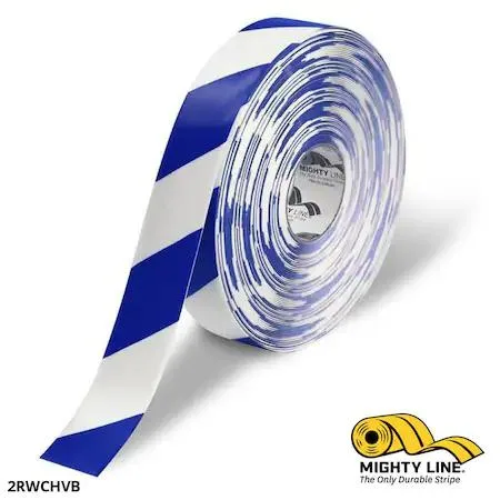 Mighty Line Mighty Line Industrial Safety Floor Marking Tape White/Blue Chevrons 100 ft — product photo