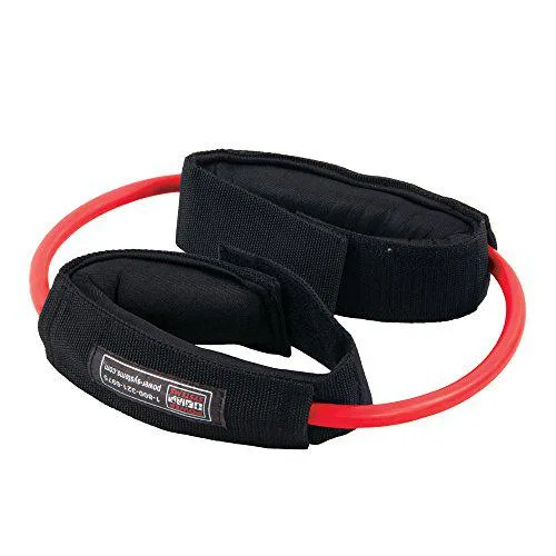 Red padded cuffs with resistance tubes and Velcro straps, 12 inches long