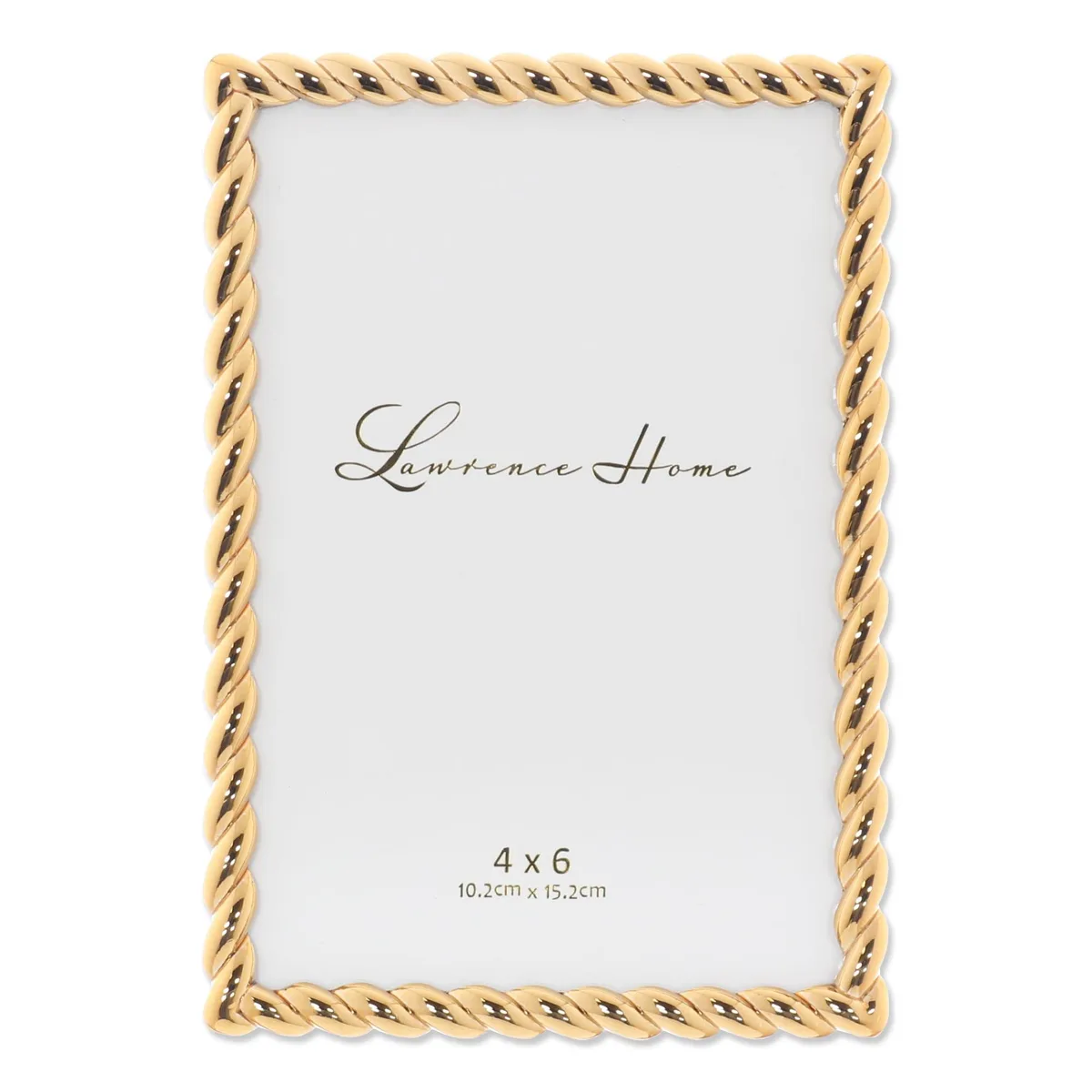 Gold metal rope frame for 4x6 photo with glass and velvet backing