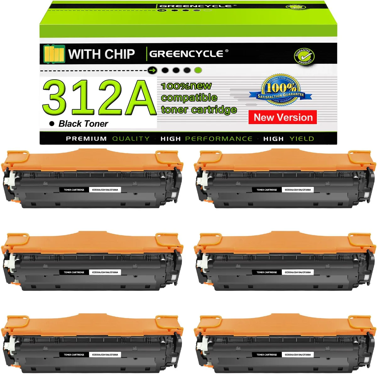 GREENCYCLE GREENCYCLE 312A CF380A Black Toner Cartridge 6 Pack — product photo