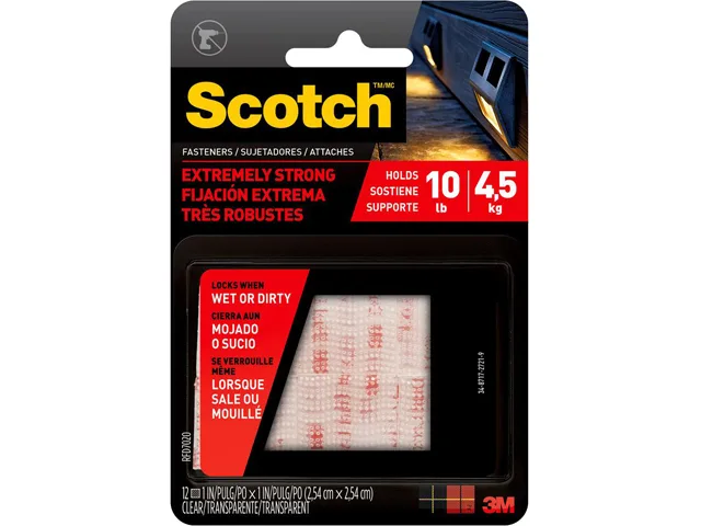 Clear square fastener tabs one inch by one inch