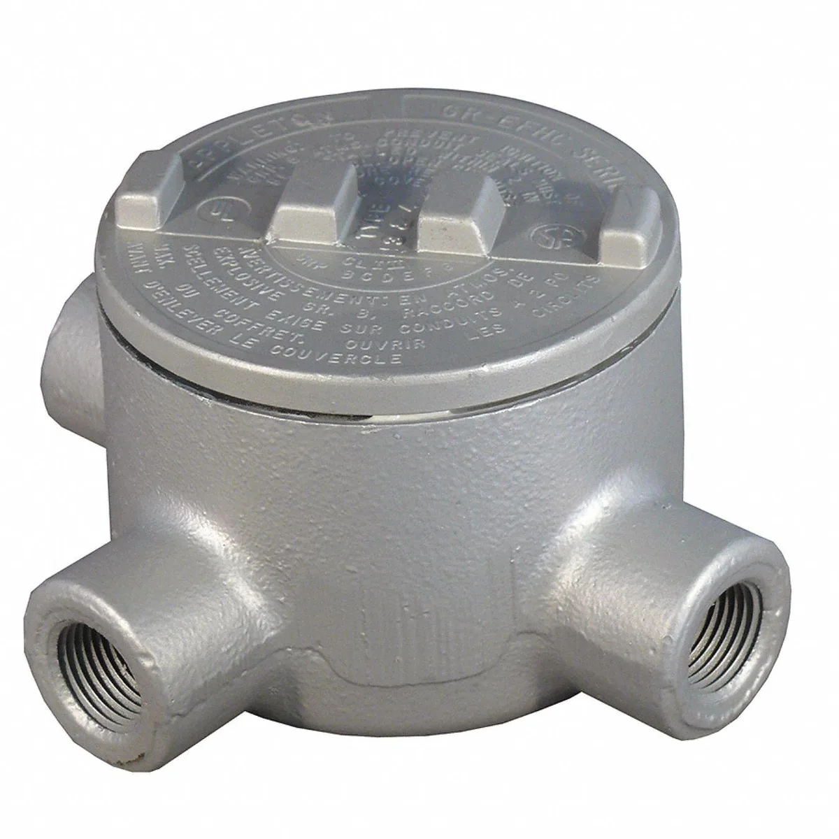 Aluminium conduit outlet body, trade size 3/4 in, GR series, round back