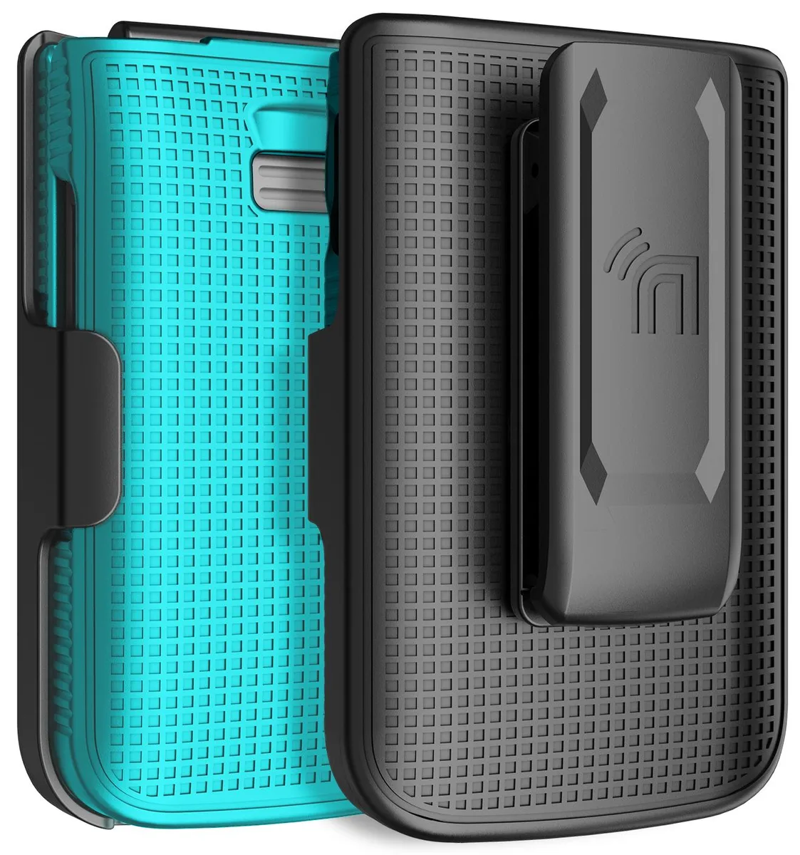 Nakedcellphone Nakedcellphone Grid Case + Belt Clip Holster for TCL Flip 3 T435 2024 Teal — product photo