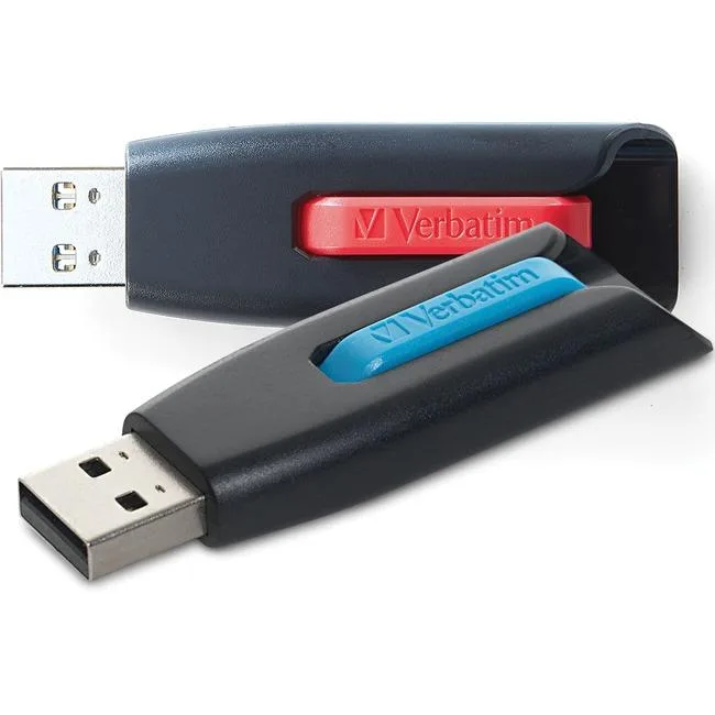 VERBATIM Verbatim Store 'n' Go V3 64GB USB 3.0 Flash Drive 2pk Red Blue 70899 — product photo