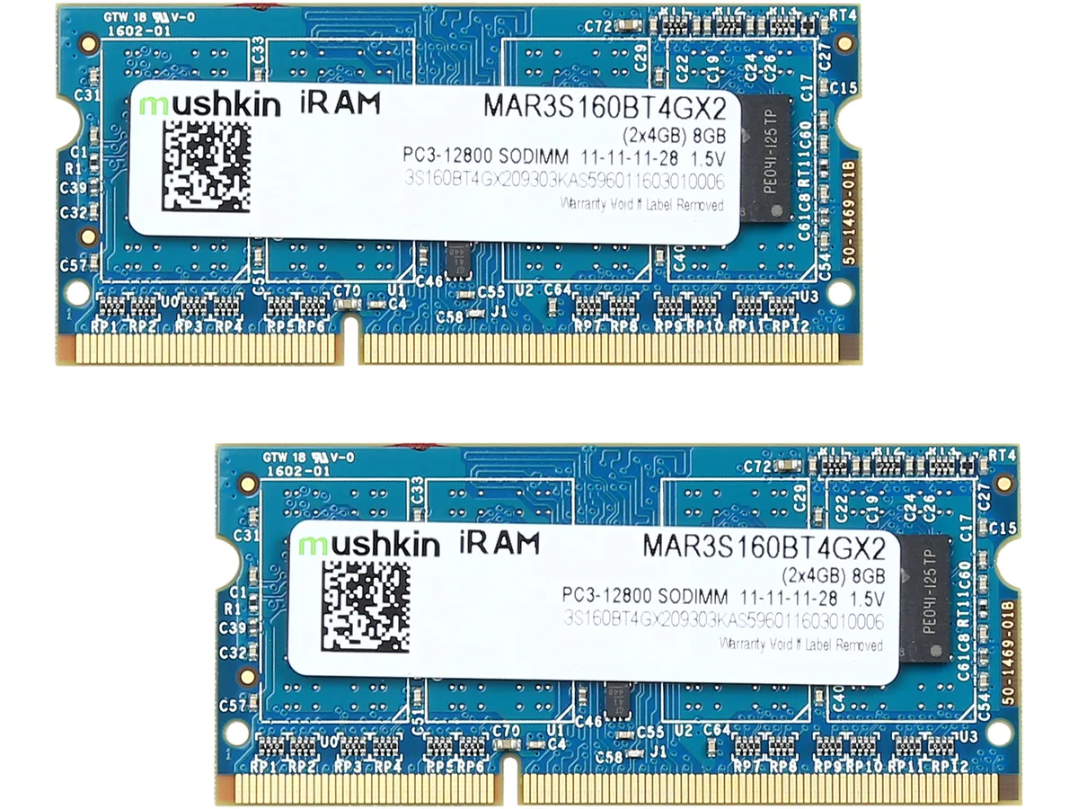 Mushkin Enhanced Mushkin Enhanced MAR3S160BT4GX2 8GB 2x4GB DDR3 1600 SO-DIMM memory upgrade — product photo