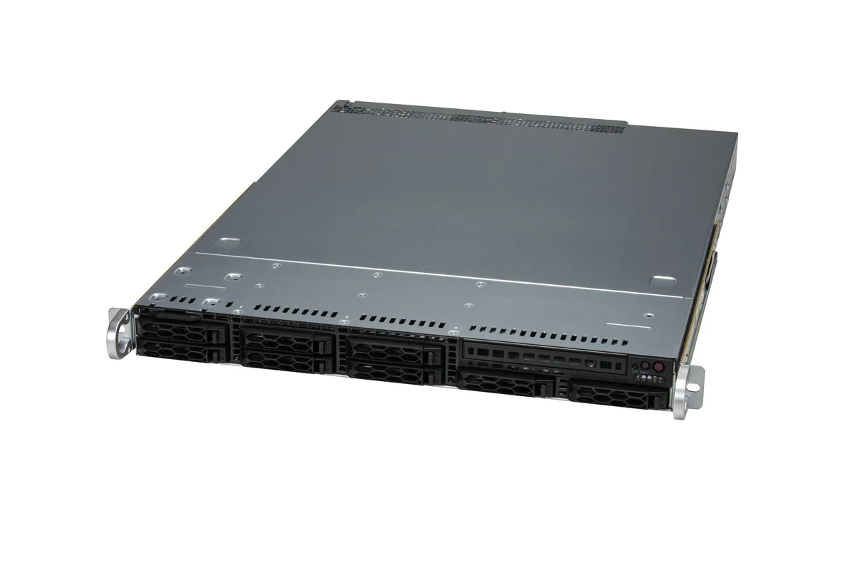 Supermicro Supermicro SYS-121C-TN2R barebone server, dual LGA-4677, 16 DIMM DDR5-4800, 8×2.5" bays — product photo