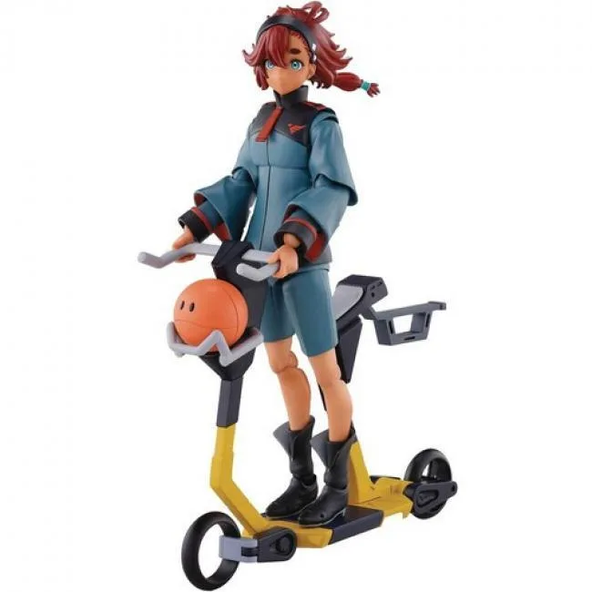 Suletta Mercury action figure in school uniform with Haro Bike and accessories
