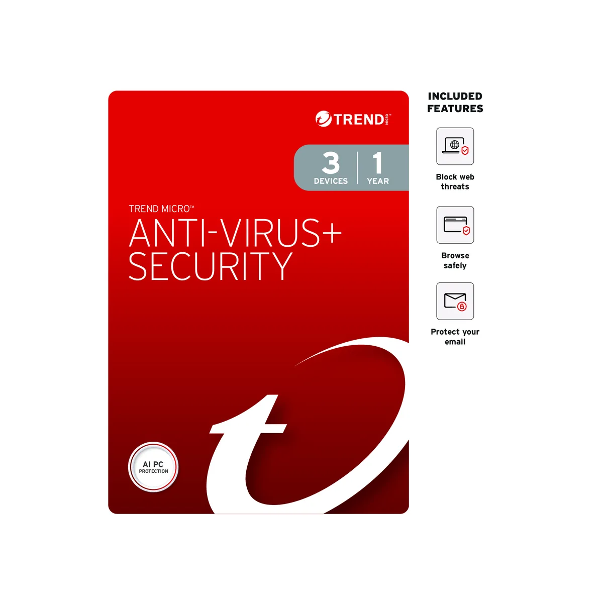 Trend Micro, Inc. Trend Micro TMAV8079 Anti-Virus+ Internet Security 3 Devices 1 Year — product photo