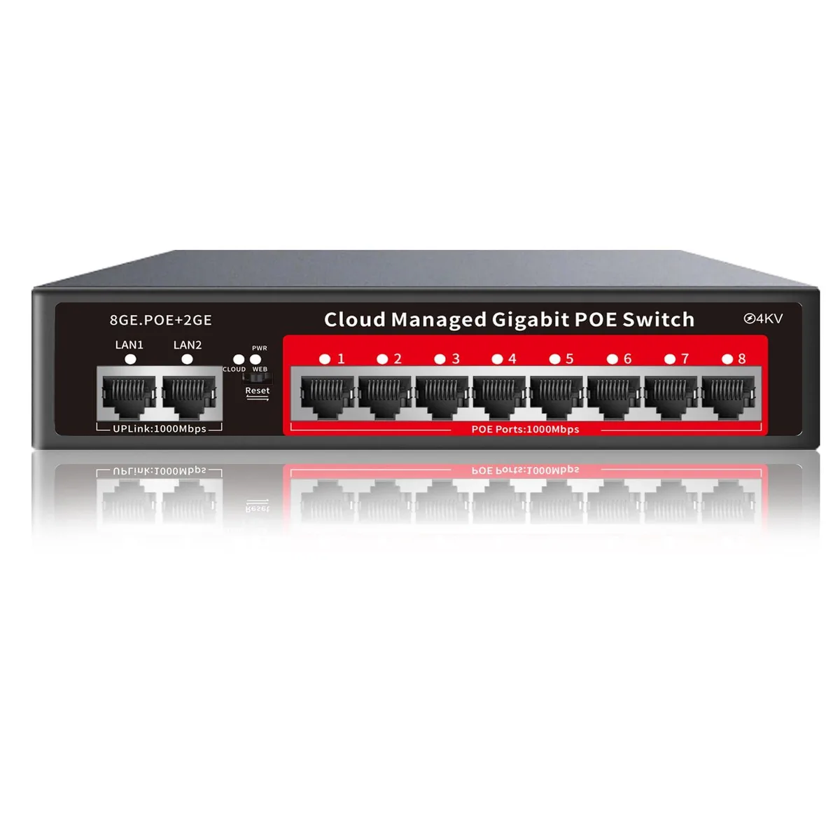  STEAMEMO ProSafe 8-Port Gigabit PoE+ Switch 120W — product photo
