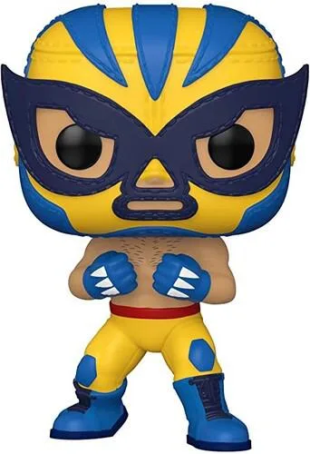 Vinyl Wolverine figure in yellow lucha libre mask and cape