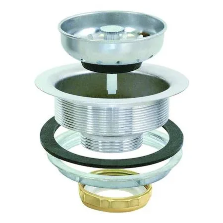 Round silver stainless steel basket strainer with chrome finish and round holes