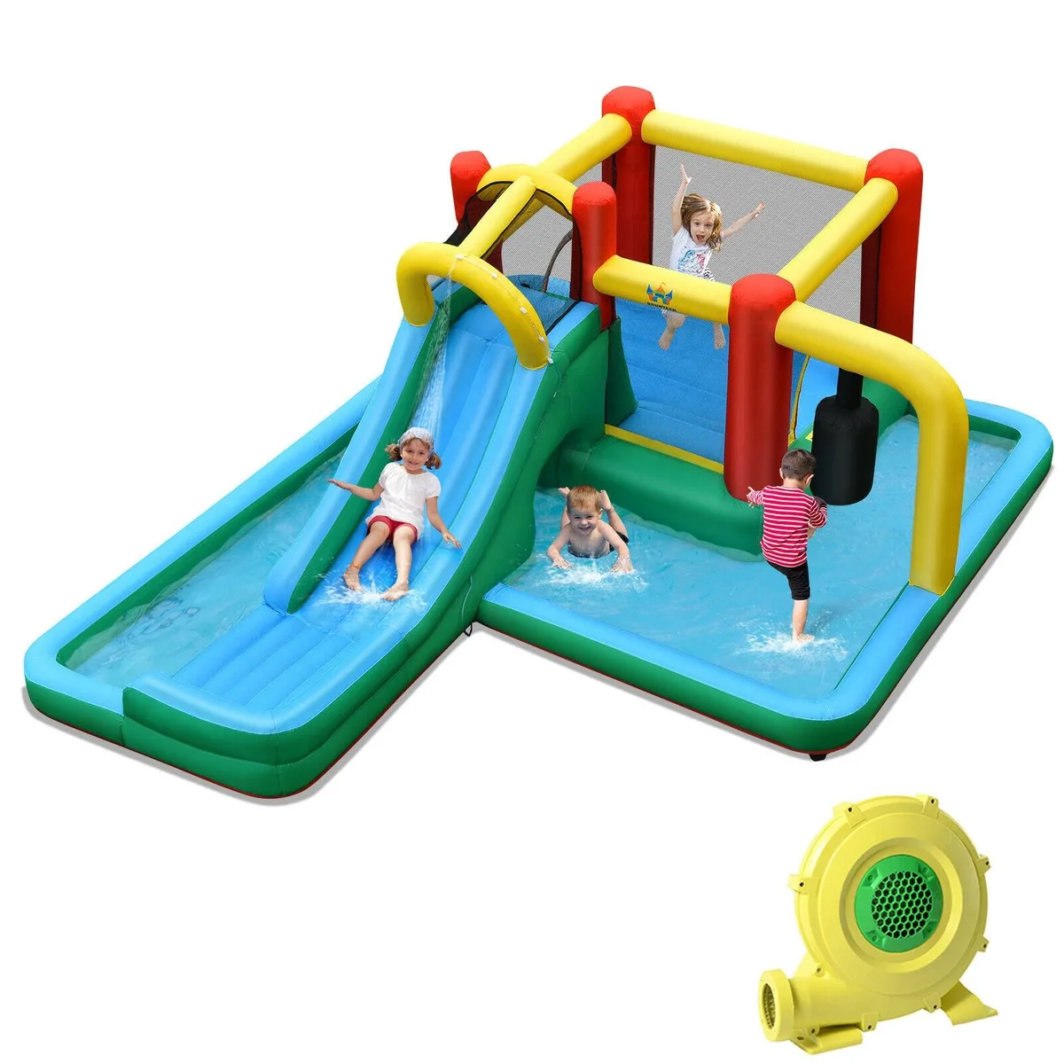 SlickBlue SlickBlue Inflatable Water Slide Bounce House with Tunnel and 735W Blower — product photo