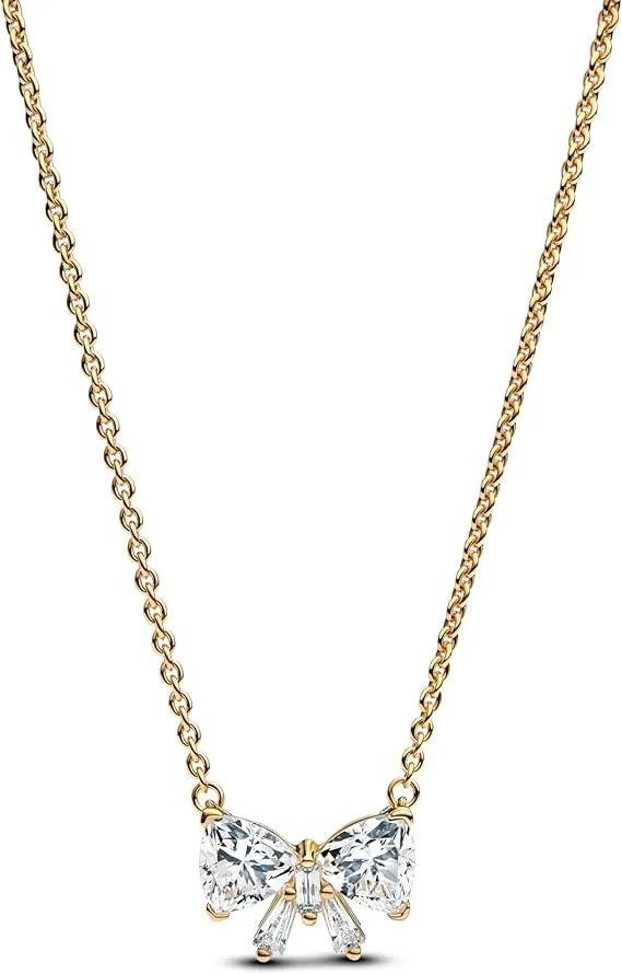 PANDORA Pandora Timeless Sparkling Bow Necklace Gold Multi — product photo