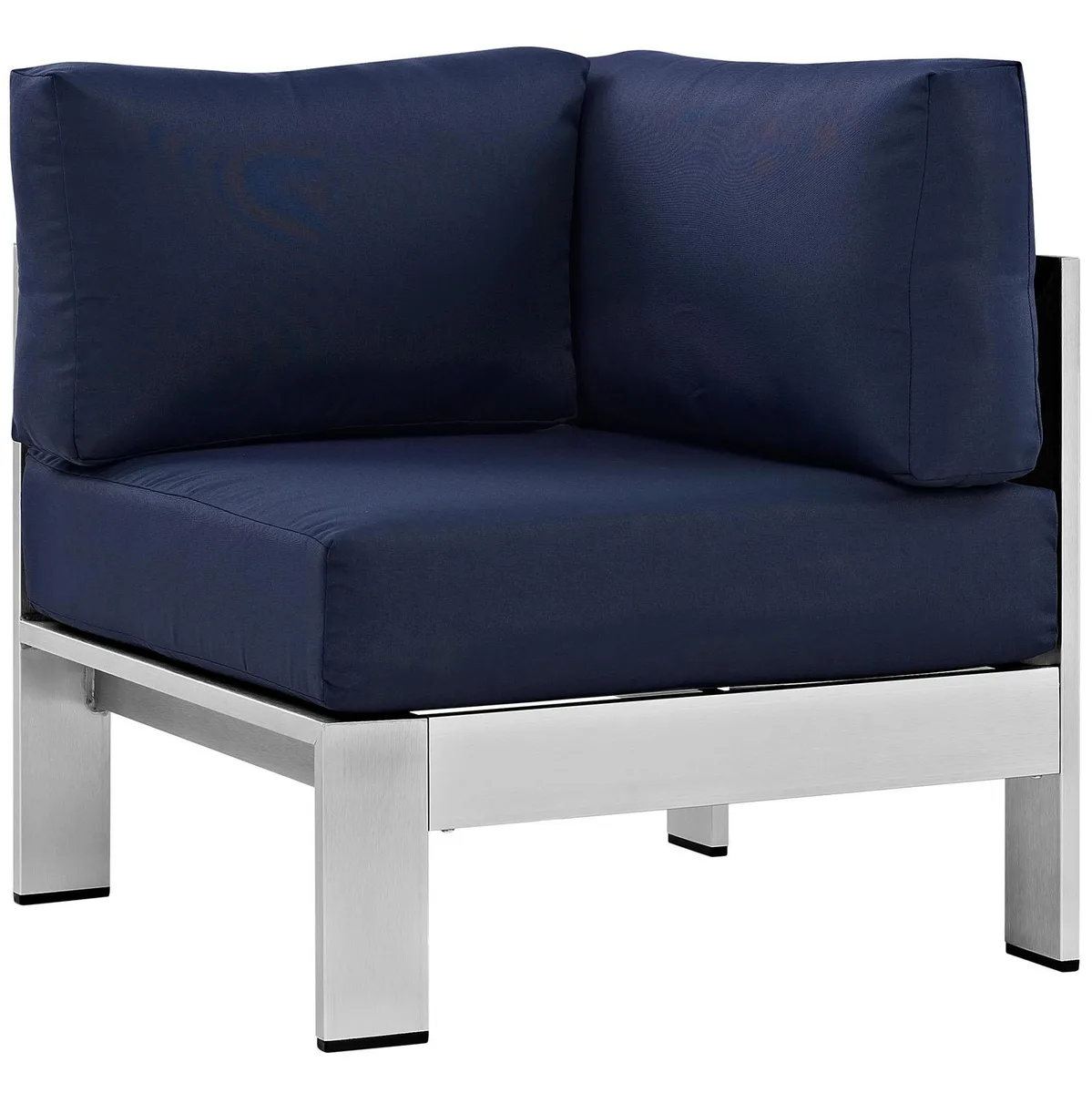 Modway Furniture Modway Furniture Shore Outdoor Aluminum Corner Armchair Silver Navy 27.5"L x 27.5"W x 25"H — product photo