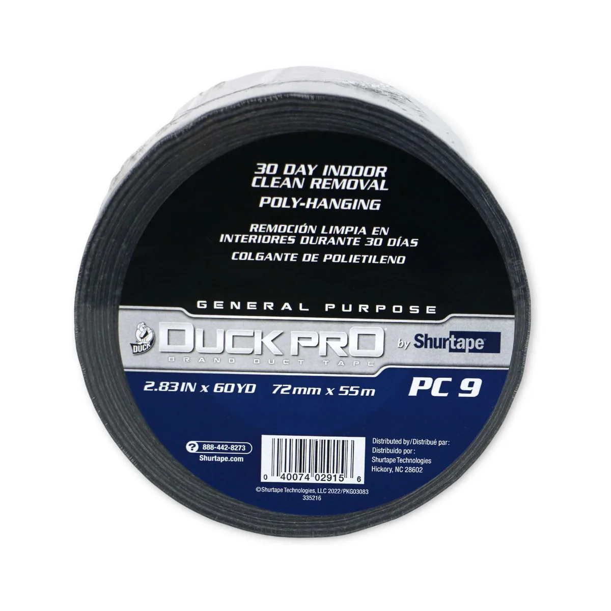 SHURTAPE TECHNOLOGIES, INC. SHURTAPE TECHNOLOGIES, INC. Duck Pro PC-9C Duct Tape Black 72mm x 60 yds — product photo