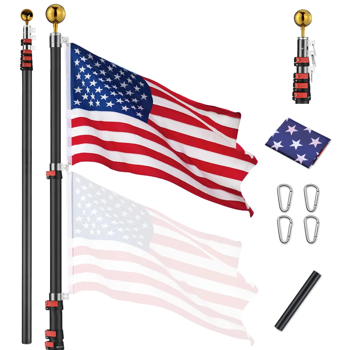Yescom USA, Inc. Yescom USA, Inc. 22FLP002-25-F1-06.V3-D 25ft Telescoping Flag Pole Kit — product photo