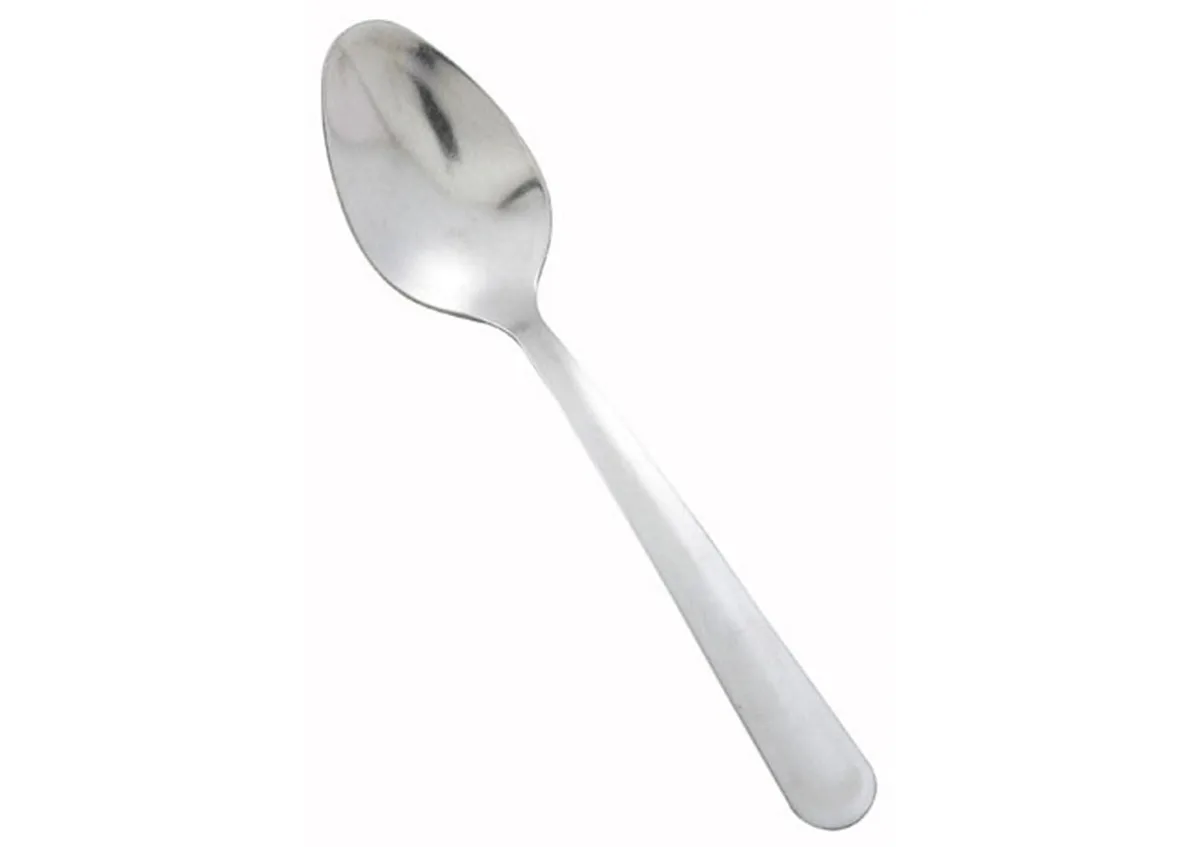 Twelve stainless-steel teaspoons with smooth Windsor handles, silver finish