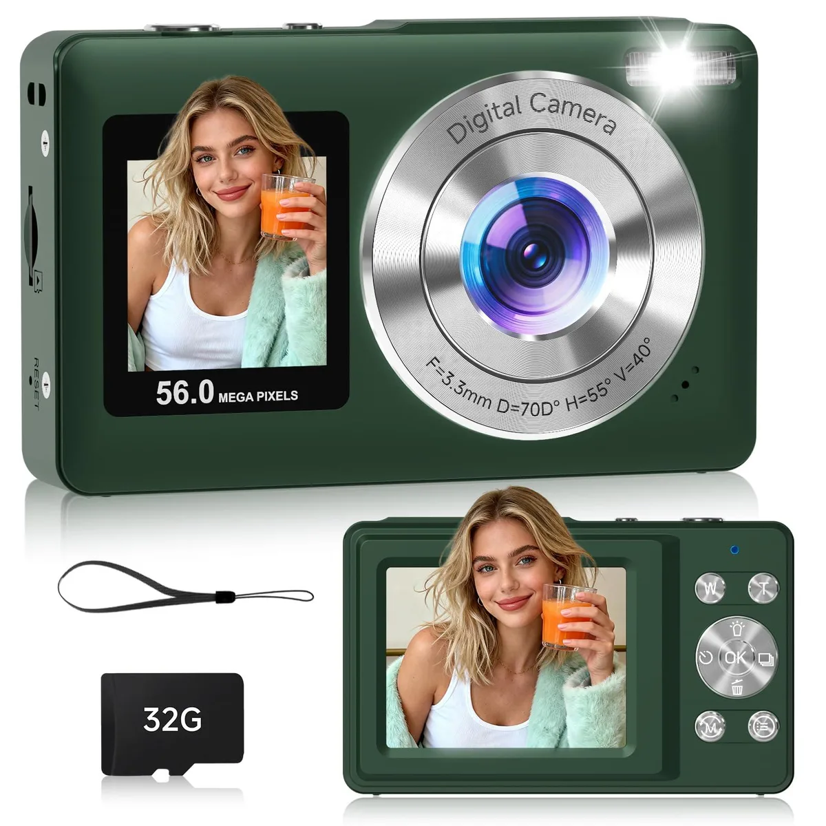  Gtonster DC251 56MP 16x Zoom Dual Screen Green — product photo