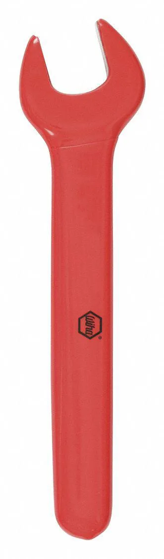 Wiha Tools open-end wrench, straight, alloy steel, high-visibility coating, 6 mm head, 3 3/4 in overall length, 10 degree offset