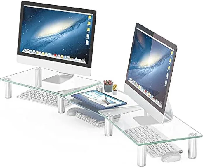 TAURKENAM TAURKENAM Dual Monitor Stand Clear 3.4-4.9 inch height 15° tilt — product photo