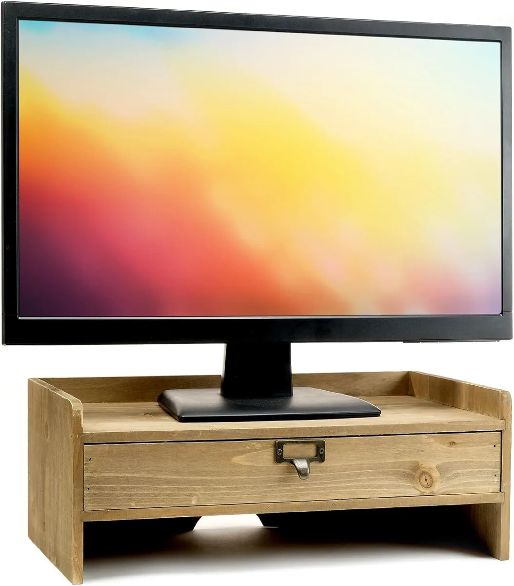 PISKEKAT PISKEKAT Wooden Monitor Stand Drawer Brown 14 50 — product photo