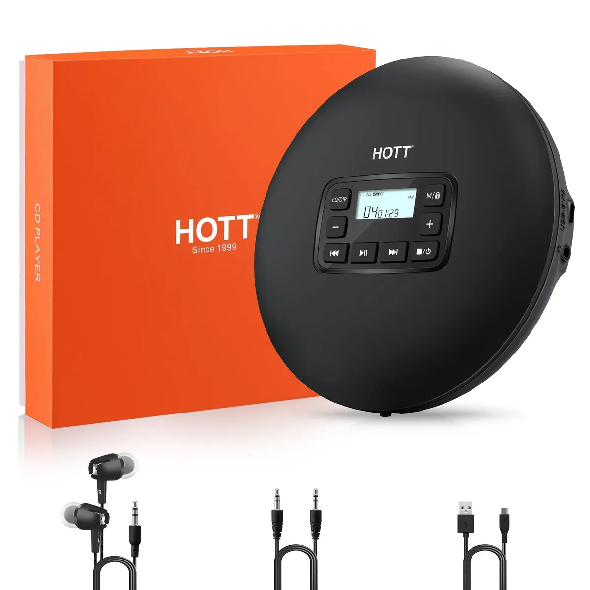 HOTT C204 Basic Portable CD Player Black — product photo