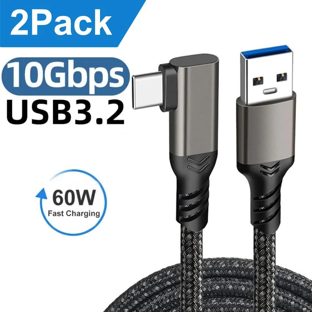 ESTONE ESTONE PQ126 USB A to USB C 3.2 Gen 2 cable 2-pack 1.6ft braided 10Gbps 60W — product photo