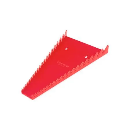 Red low-profile wrench organizer rack with 19 slots
