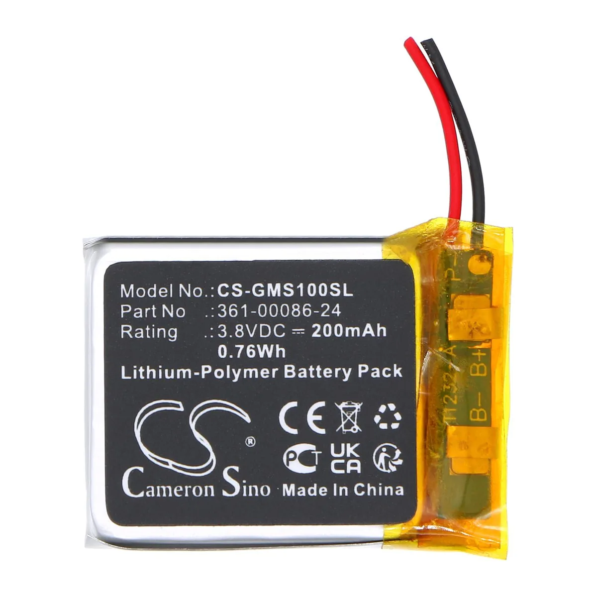  Cameron Sino Battery for Garmin Instinct Solar GPS 361-00086-24 200mAh 3.8V — product photo